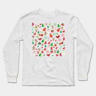 Winter Holiday Christmas and happy New Year Symbols Long Sleeve T-Shirt